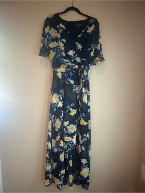 Jessica Howard Navy Maxi Dress with Yellow Floral Print